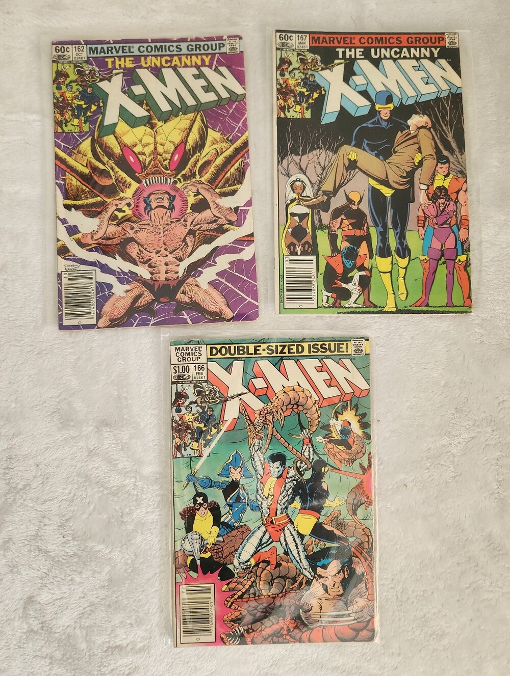 Uncanny X-Men #162 #166 #167 Marvel Comics Lot Wolverine Brood Newsstand 1982-83